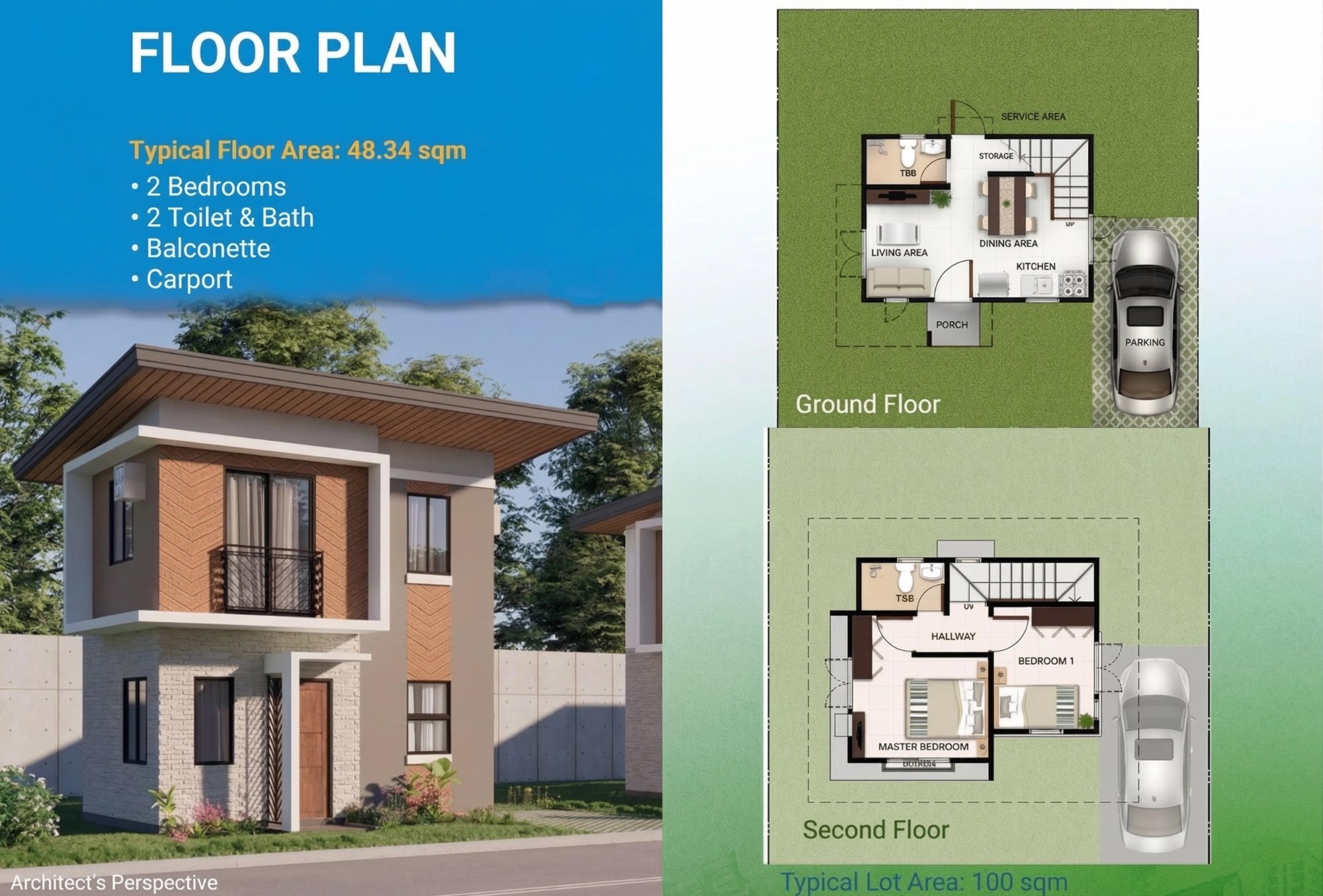 Single Detached Render & Floor Plan