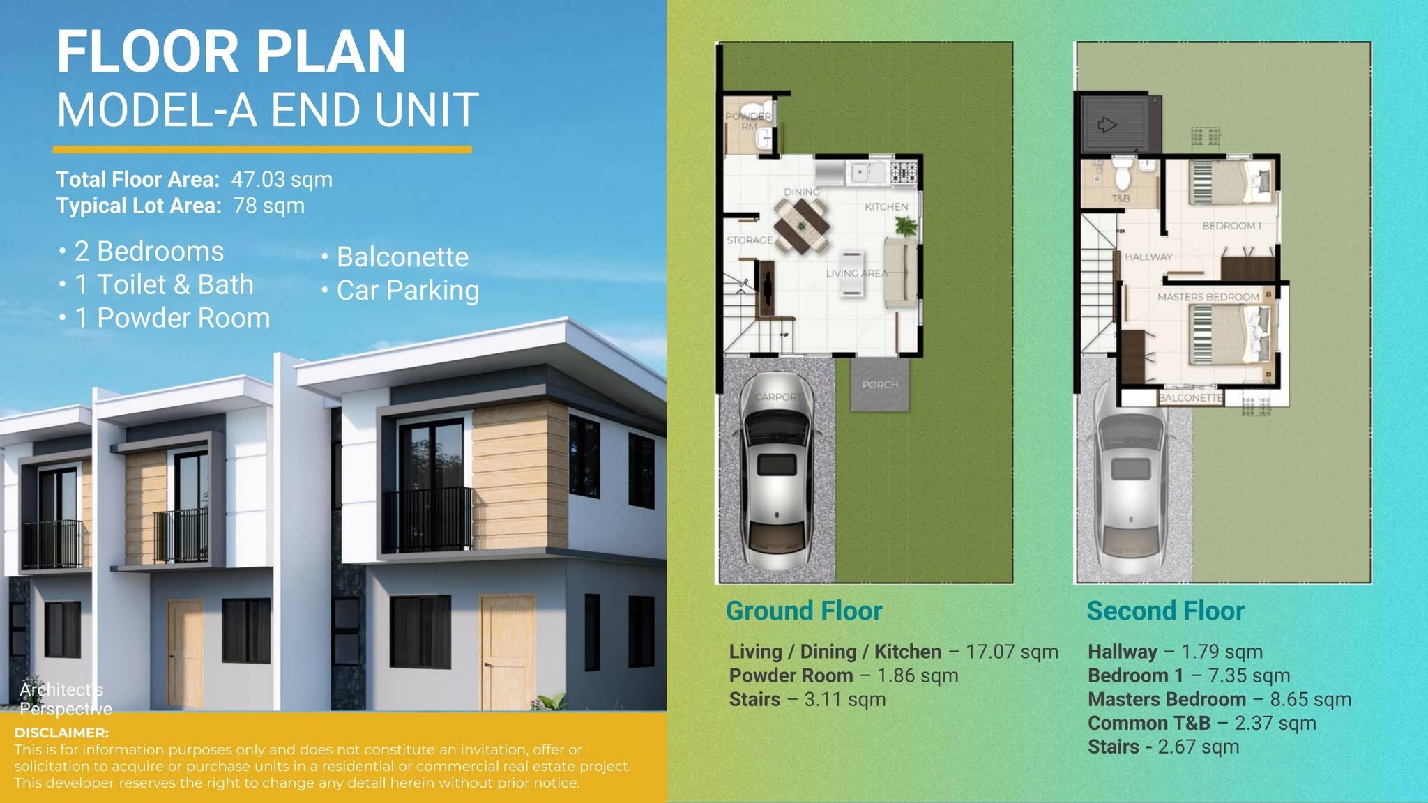 Casa Mira Prime Ormoc Townhouse A Model A End Unit floor plan